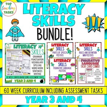 Writing Skills Activities, Posters, and Task Cards Year 3 and 4 BUNDLE