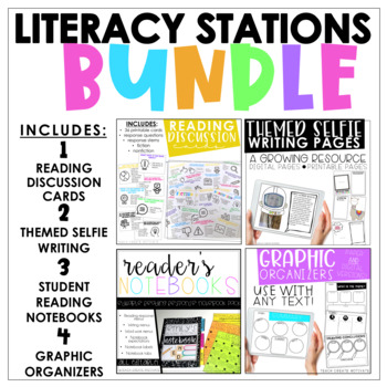 Preview of Literacy Stations Bundle: Reading Notebook, Graphic Organizers, Writing Prompts