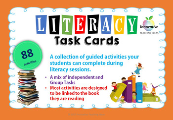 Preview of 88 Literacy Task Cards for ANY book | Guided Reading & Writing Activities