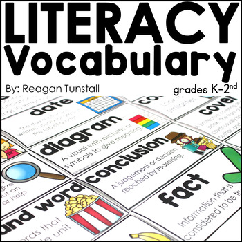 Preview of Literacy Vocabulary Word Wall Cards K-2