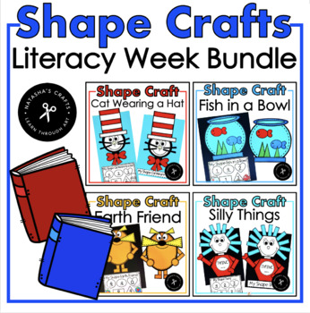 Preview of Literacy Week Shape Crafts Bundle