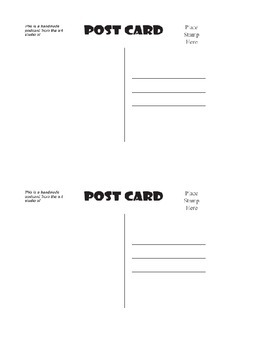 Preview of Literacy - Work on Writing - Post Card Template