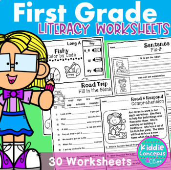 Literacy Worksheets for First Grade (Distance Learning) | TpT