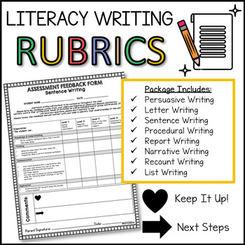 Preview of Literacy Writing Rubric Bundle - 8 Rubrics Included