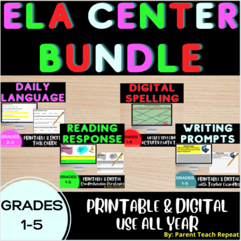 Preview of Literacy and ELA Center Bundle | Editable Digital & Printable | Reading Writing