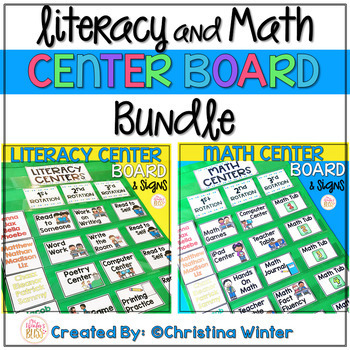 Preview of Literacy and Math Center Rotation Board • Center Signs