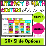 Literacy and Math Center Rotation Slides BUNDLE