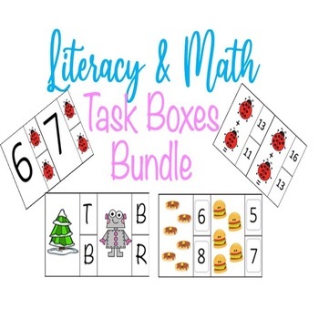 Preview of Literacy and Math Task Boxes Bundle