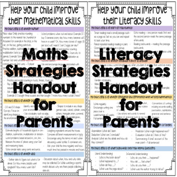 Preview of Literacy and Mathematics Parent Handout for 3rd and 4th Class