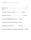 Literacy book criteria chart in spanish