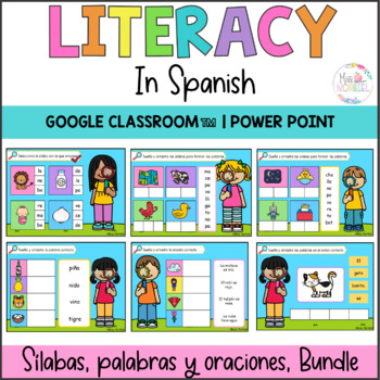 Preview of Literacy in Spanish for Google Slides™ | Lectoescritura | Palabras con a e i o u