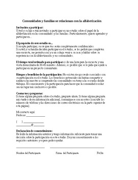 Preview of Literacy form for Parents/ Guardians