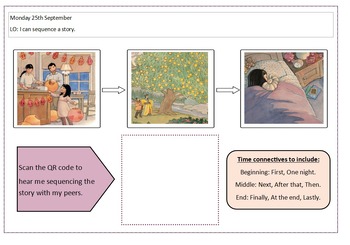 Preview of Sequence a story editable worksheet with pictures.