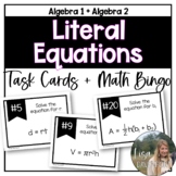 Literal Equations Algebra 1 Task Cards Activity