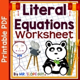 Literal Equations Algebra Worksheet