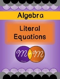 Literal Equations - Hands On Activity