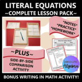 Literal Equations Lesson Pack PLUS a Side by Side Comparis