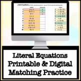 Literal Equations Match Up Digital & Printable