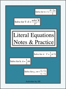 Preview of Literal Equations Notes & Practice (Distance Learning)
