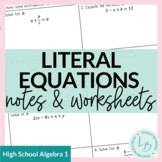 Literal Equations Notes and Worksheets