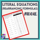 Literal Equations (Rearranging Formulas) Riddle Puzzle