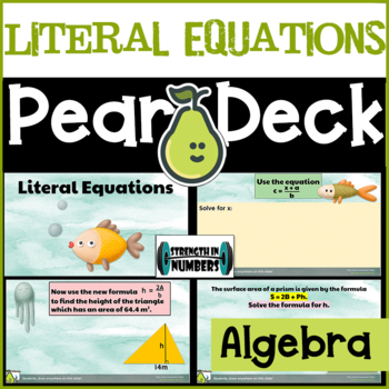 Preview of Literal Equations/Rewriting Equations Digital Activity Pear Deck/Google Slides