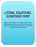 Literal Equations Scavenger Hunt