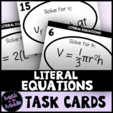 Literal Equations Task Cards Activity