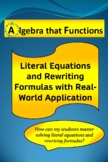 Literal Equations and Rewriting Formulas Real-World Applic