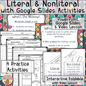 Preview of Literal & Nonliteral Language Interactive Video Lessons, Google Slides, Poetry