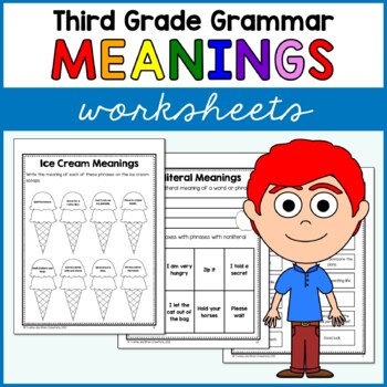 Preview of Literal & Nonliteral Meanings Worksheets Third Grade Grammar No Prep Printables