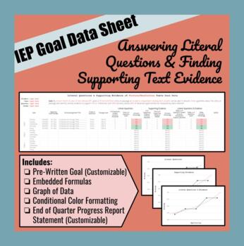 Preview of Literal Questions & Supporting Evidence of Fic/Nonfic Texts IEP Goal Data Sheet