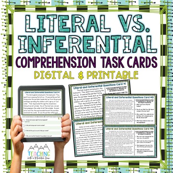 literal vs inferential comprehension task cards tpt