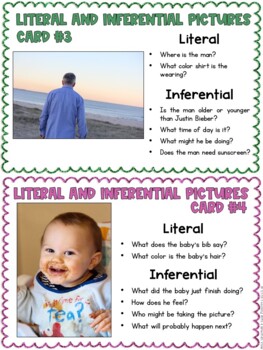 literal vs inferential pictures task cards inference in pictures