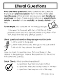 Literal and Inferential Questions Anchor Charts/Mini Posters