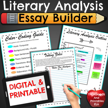 Preview of Literary Analysis 3 Paragraph Essay Distance Learning Struggling Writers
