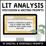 Literary Analysis Discussion Cards + Writing Prompts for B