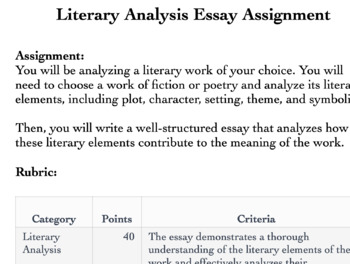 literary analysis essay assignments