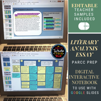 Preview of Literary Analysis Essay Digital Interactive Notebook: PARCC / NJSLA Prep
