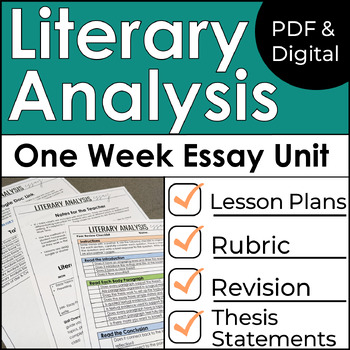 Preview of Literary Analysis Essay Writing Unit With Lesson Plans & Materials for Any Book