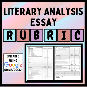 Preview of Literary Analysis Essay Rubric (Thematic)