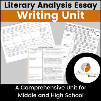 Preview of Literary Analysis Essay Writing Unit for Middle and High School