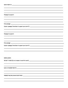 literary essay planning sheet