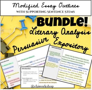 Preview of Literary Analysis, Expository and Persuasive Essay Sentence Stems Bundle!