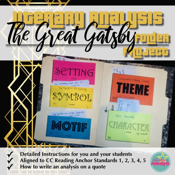 Preview of Literary Analysis Folder Project for use with The Great Gatsby by Fitzgerald