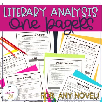 Preview of Literary Analysis One Pager Bundle for ANY Novel