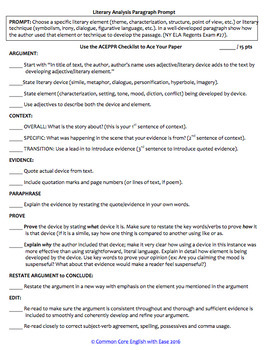 checklist for literary analysis essay