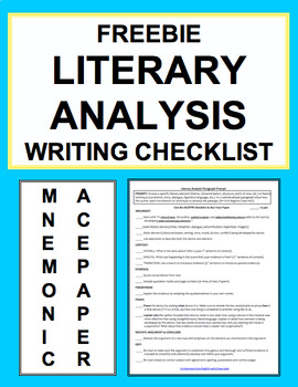 Preview of Literary Analysis Paragraph Writing Checklist Guide & Rubric FREE