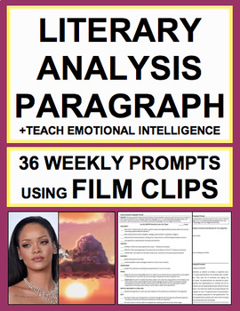 Preview of Literary Analysis Essay & Elaboration Practice with Lyrics, Spoken Word & Film