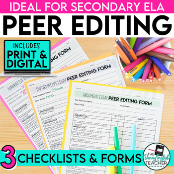 Preview of Peer Editing Checklist - 3 peer review checklists & forms PRINT + DIGITAL